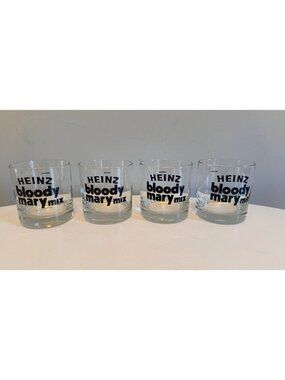 Heinz Bloody Mary Mix Cocktail Glasses Set Of 4 Vintage Barware Collectible